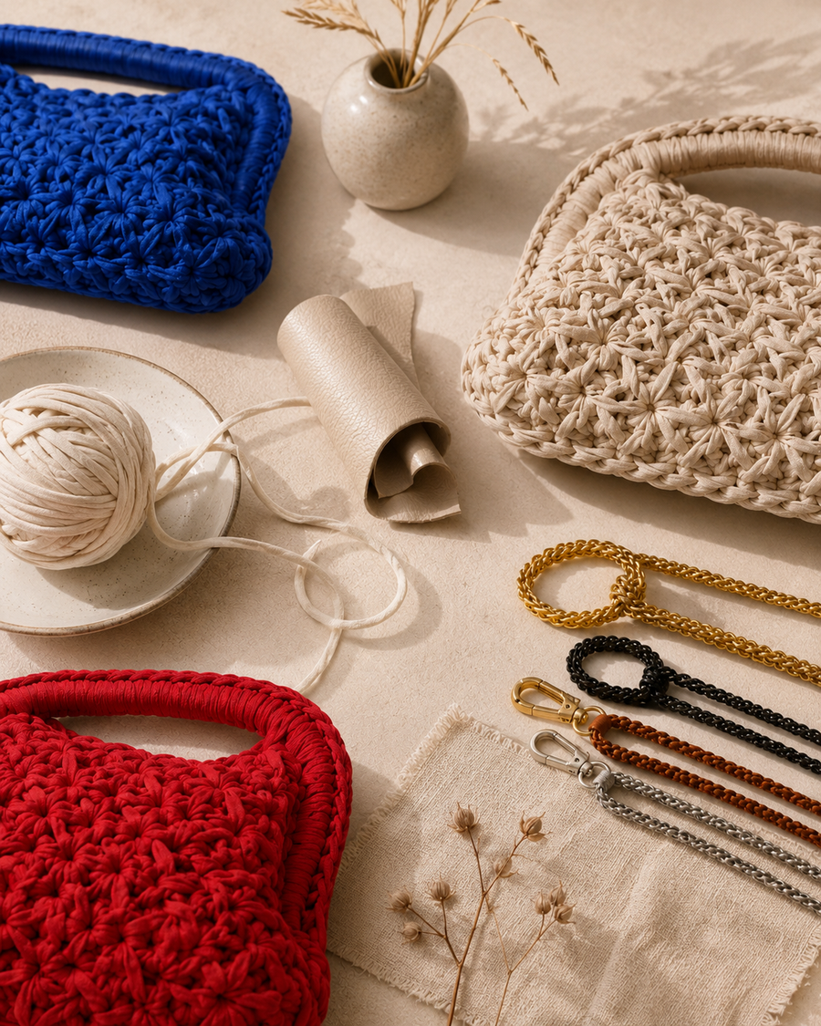 Dettaglio di materiali selezionati per borse artigianali Niu Bags